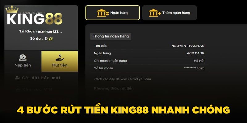 Rút tiền King88 2 4 bước rút tiền King88 nhanh chóng